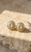 Gold Mehandi Plated Moissanite Polki Stud Earrings for Women