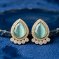 Mint Green Teardrop Crystal Halo Stud Earrings for Women