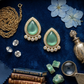 Mint Green Teardrop Crystal Halo Stud Earrings for Women