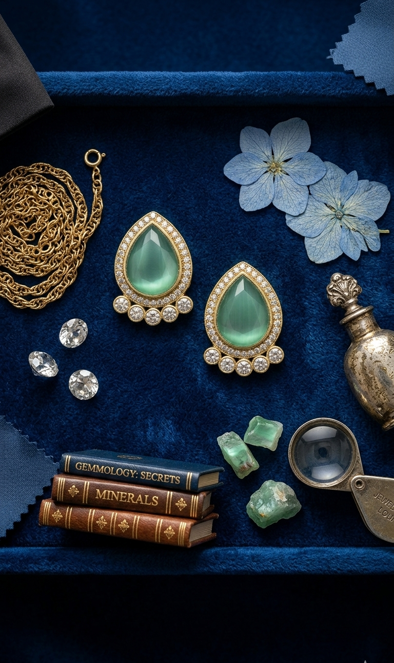 Mint Green Teardrop Crystal Halo Stud Earrings for Women
