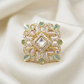 Mehandi Plated Pastel Stone Statement Ring for Women