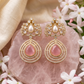 Elegant Pink Teardrop Kundan Statement Earrings for Women