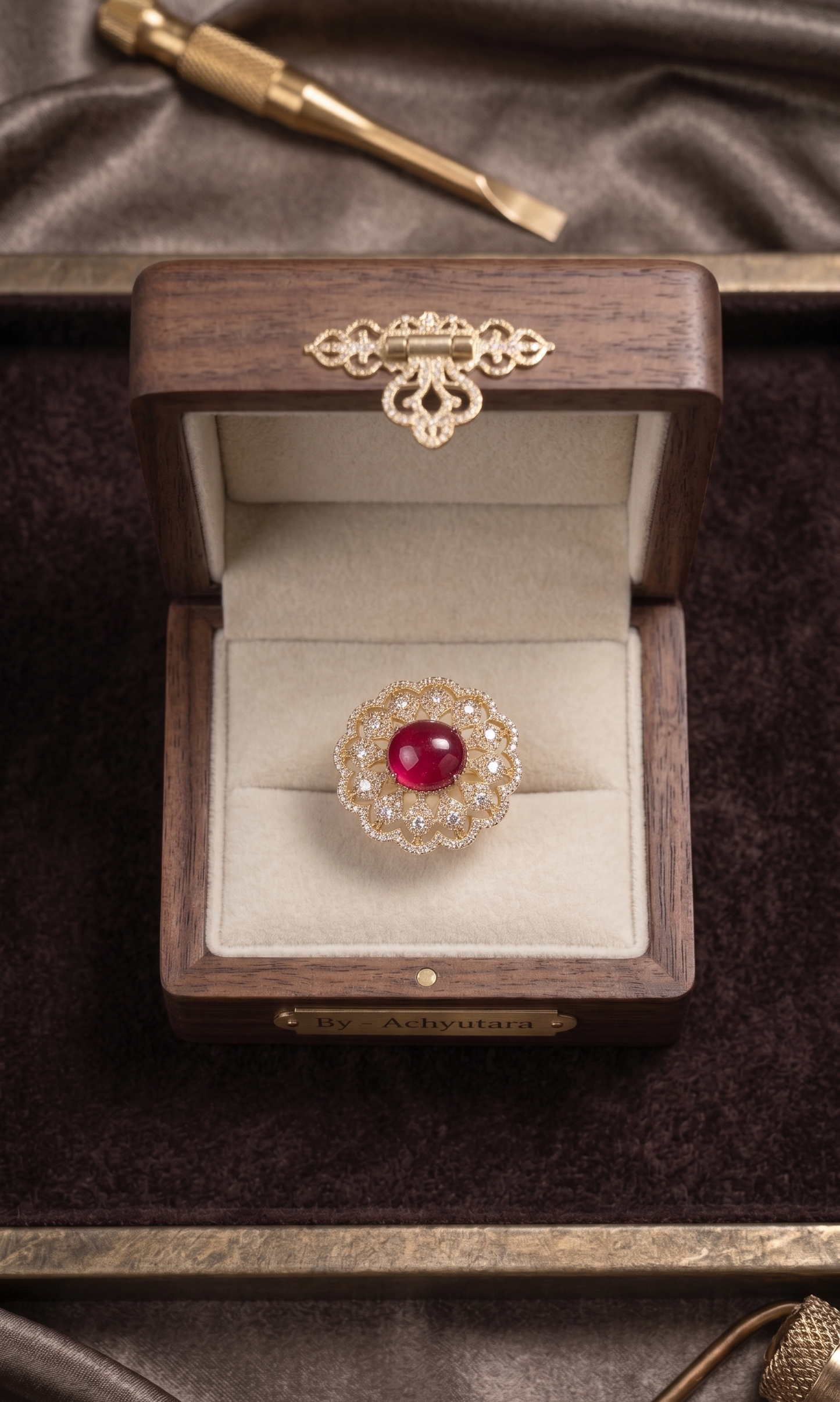 Luxury Gold Plated Doublet Stone Statement Ring for Women