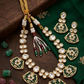 Green Kundan Polki Monalisa Choker Necklace Set with Earrings