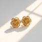 Elegant Floral Gold Plated Monalisa Stone Stud Earrings