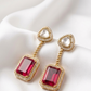 Moissanite Polki Doublet Stone Drop Earrings