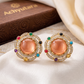 Mehandi Plated Dublet Carry Stone Designer Stud Earrings