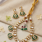 Green Kundan Polki Monalisa Choker Necklace Set with Earrings