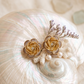 Elegant Floral Gold Plated Monalisa Stone Stud Earrings