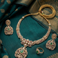 Mehandi Plated Polki Kundan Necklace Set with Glass Stones