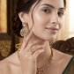 Mehandi Plated Polki Kundan Necklace Set with Glass Stones