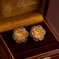 Elegant Floral Gold Plated Monalisa Stone Stud Earrings