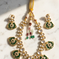 Green Kundan Polki Monalisa Choker Necklace Set with Earrings