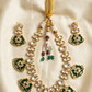Green Kundan Polki Monalisa Choker Necklace Set with Earrings