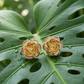 Elegant Floral Gold Plated Monalisa Stone Stud Earrings