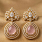 Elegant Pink Teardrop Kundan Statement Earrings for Women