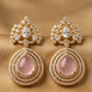 Elegant Pink Teardrop Kundan Statement Earrings for Women