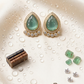 Mint Green Teardrop Crystal Halo Stud Earrings for Women