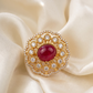 Luxury Gold Plated Doublet Stone Statement Ring for Women