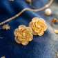 Elegant Floral Gold Plated Monalisa Stone Stud Earrings