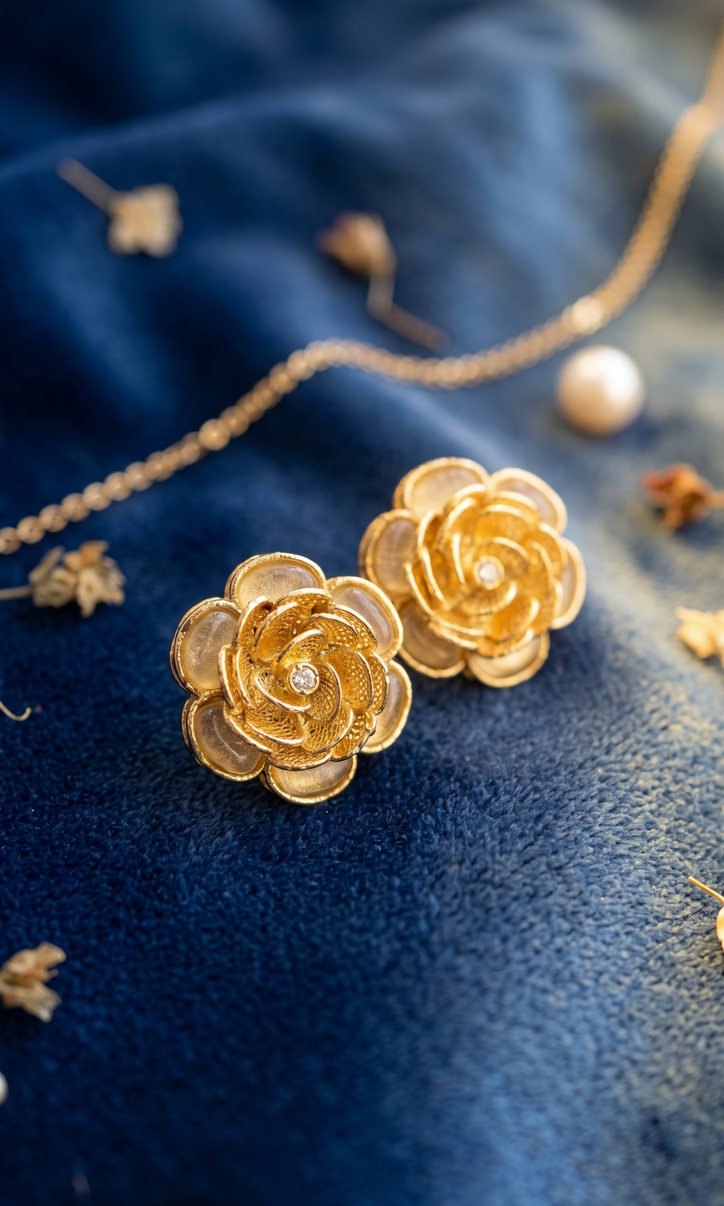 Elegant Floral Gold Plated Monalisa Stone Stud Earrings