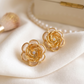 Elegant Floral Gold Plated Monalisa Stone Stud Earrings