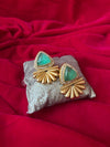 Emerald Green Dublet Statement Stud Earrings for Women
