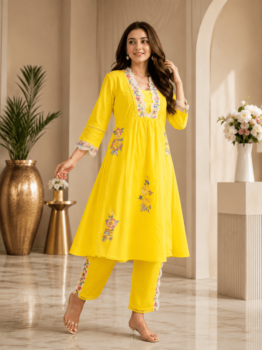 Bright Blossom Embroidered Co-ord Set - Achyutara