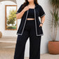 Chic Black 3-Piece Co-ord Set with Inner Crop Top & Scalloped Trim - Achyutara