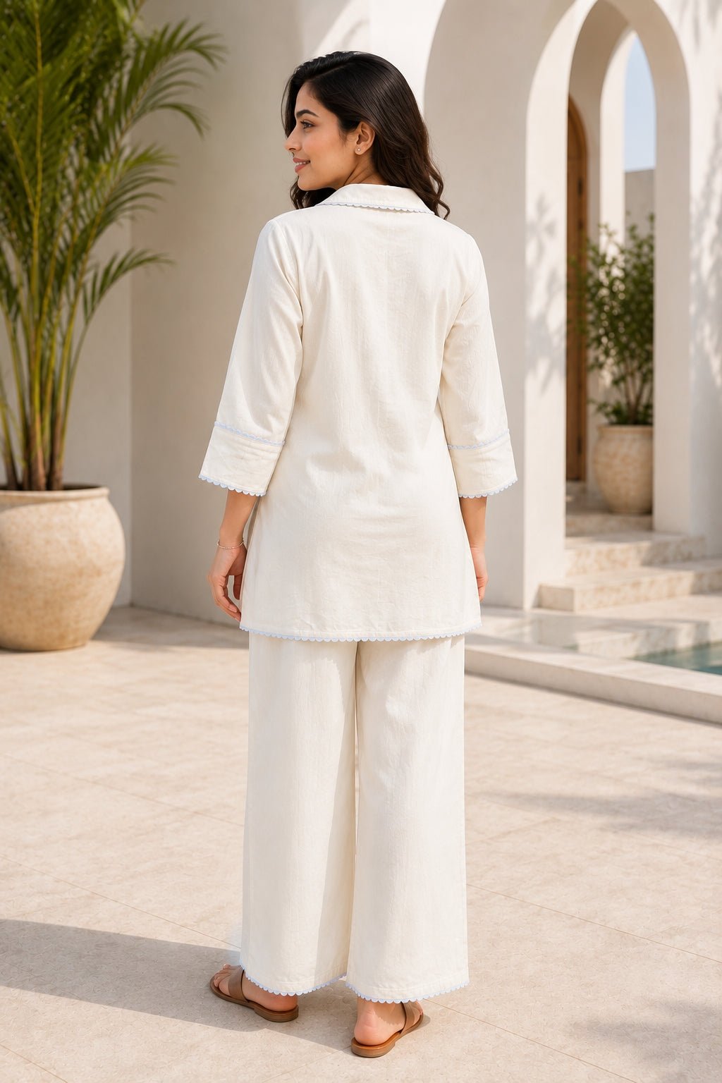 Elegant Button-Down Tunic & Straight Pants Co-ord Set for Women - Achyutara
