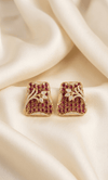 Elegant Gold Plated Red Stone Stud Earrings for Women - Achyutara