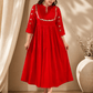 Elegant Orange Mirror Work Flared Ethnic Dress - Achyutara