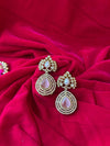 Elegant Pink Teardrop Kundan Statement Earrings for Women - Achyutara