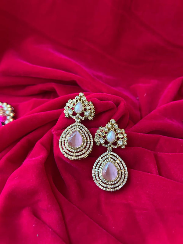 Elegant Pink Teardrop Kundan Statement Earrings for Women - Achyutara