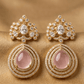 Elegant Pink Teardrop Kundan Statement Earrings for Women - Achyutara
