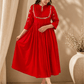 Elegant Red Mirror Work Flared Ethnic Dress - Achyutara