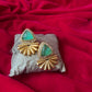 Emerald Green Dublet Statement Stud Earrings for Women - Achyutara