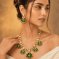 Green Kundan Polki Monalisa Choker Necklace Set with Earrings - Achyutara