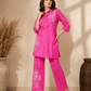 Hot Pink Floral Embroidered Co-Ord Set for Women - Achyutara