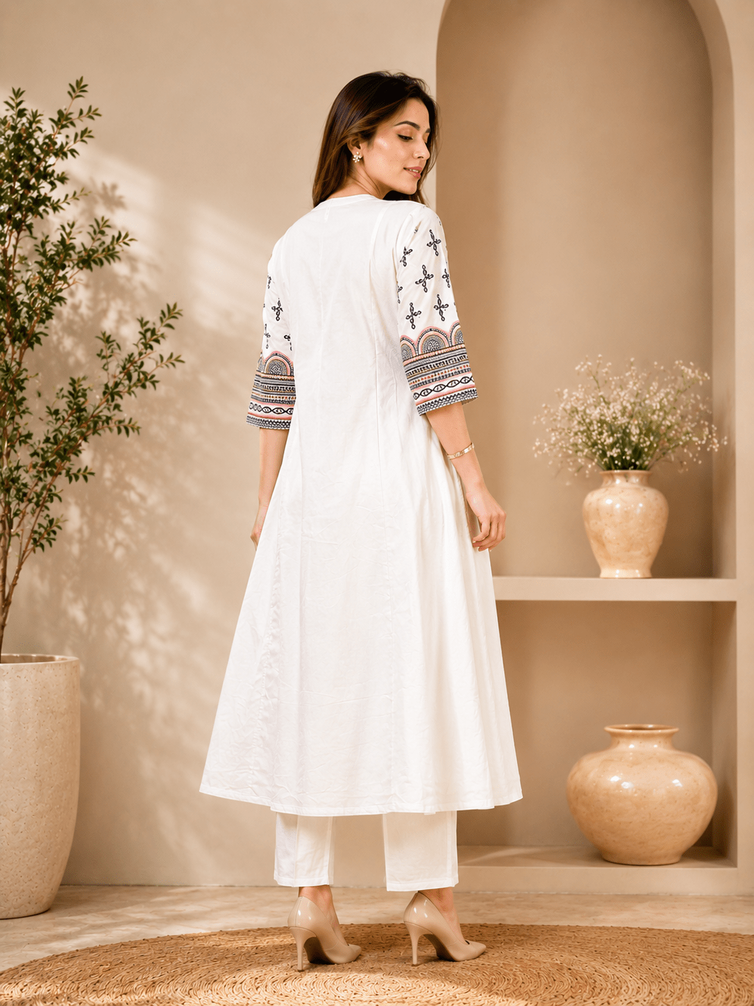 Ivory Charm Embroidered Kurta Set - Achyutara