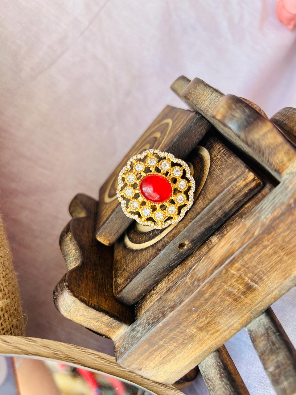 Luxury Gold Plated Doublet Stone Statement Ring for Women - Achyutara