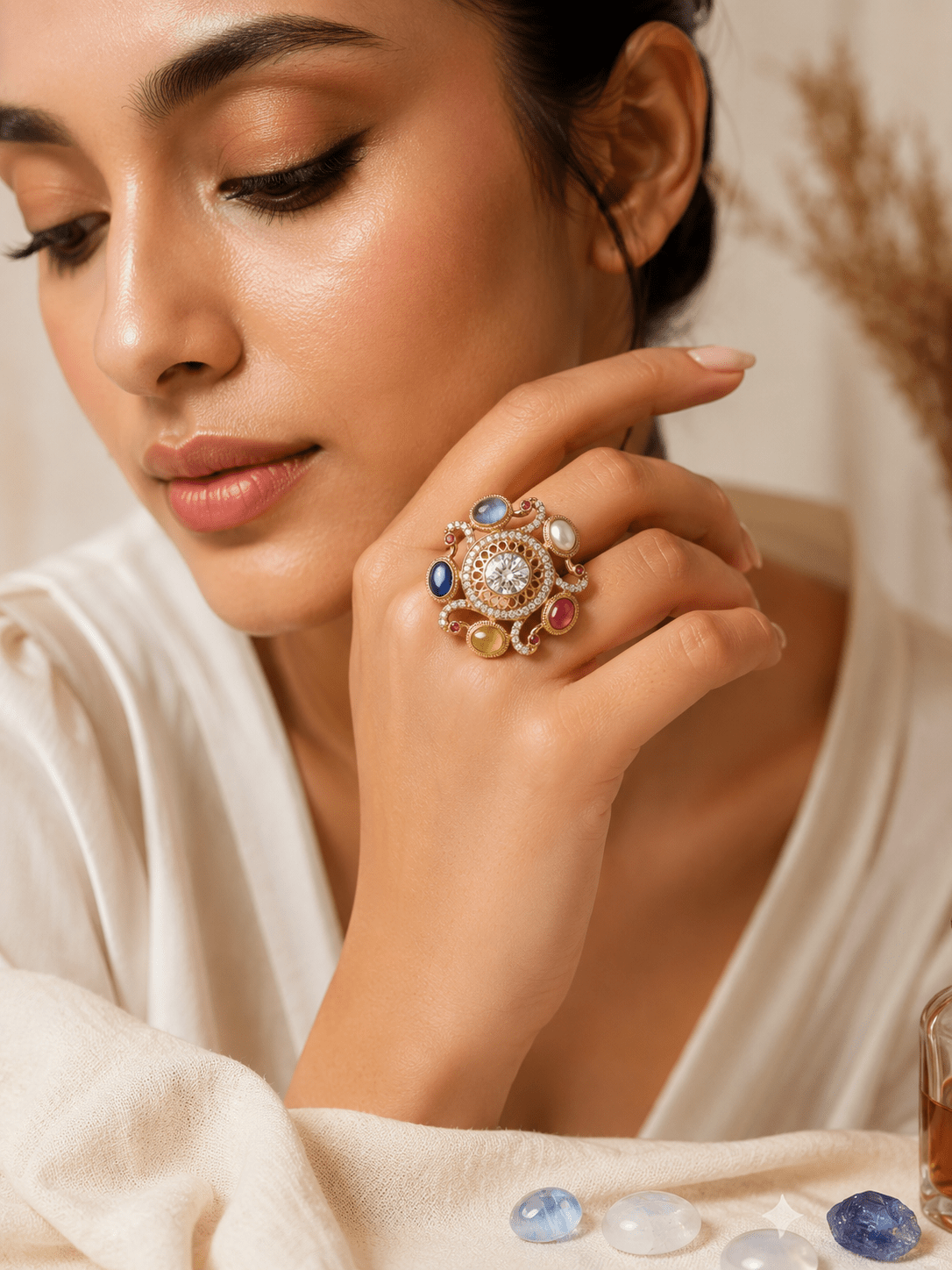 Luxury Navratna Style Statement Ring for Women - Achyutara