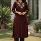 Maroon Elegance Embroidered Kurta Set - Achyutara