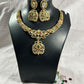 Mehandi Plated Polki Kundan Necklace Set with Glass Stones - Achyutara