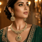 Mehandi Plated Polki Kundan Necklace Set with Glass Stones - Achyutara