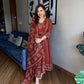 Midnight Black Printed Anarkali Suit Set with Dupatta - Achyutara