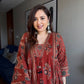 Midnight Black Printed Anarkali Suit Set with Dupatta - Achyutara