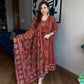 Midnight Black Printed Anarkali Suit Set with Dupatta - Achyutara