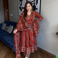 Midnight Black Printed Anarkali Suit Set with Dupatta - Achyutara
