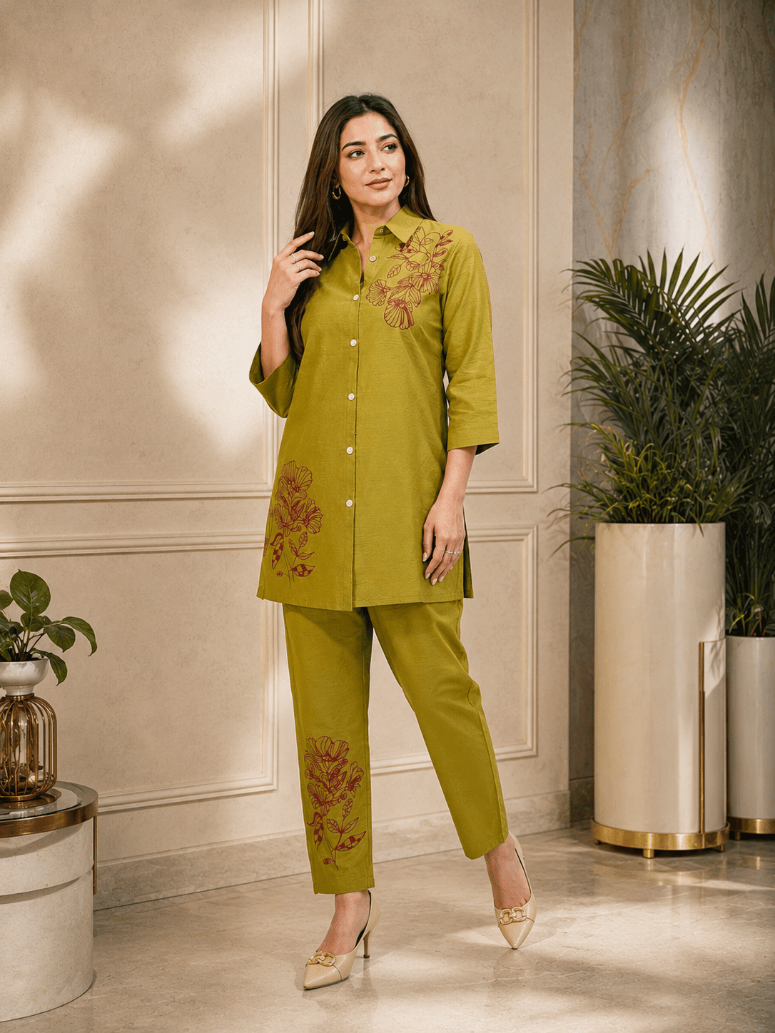 Midnight Bloom Embroidered Co-Ord Set - Achyutara